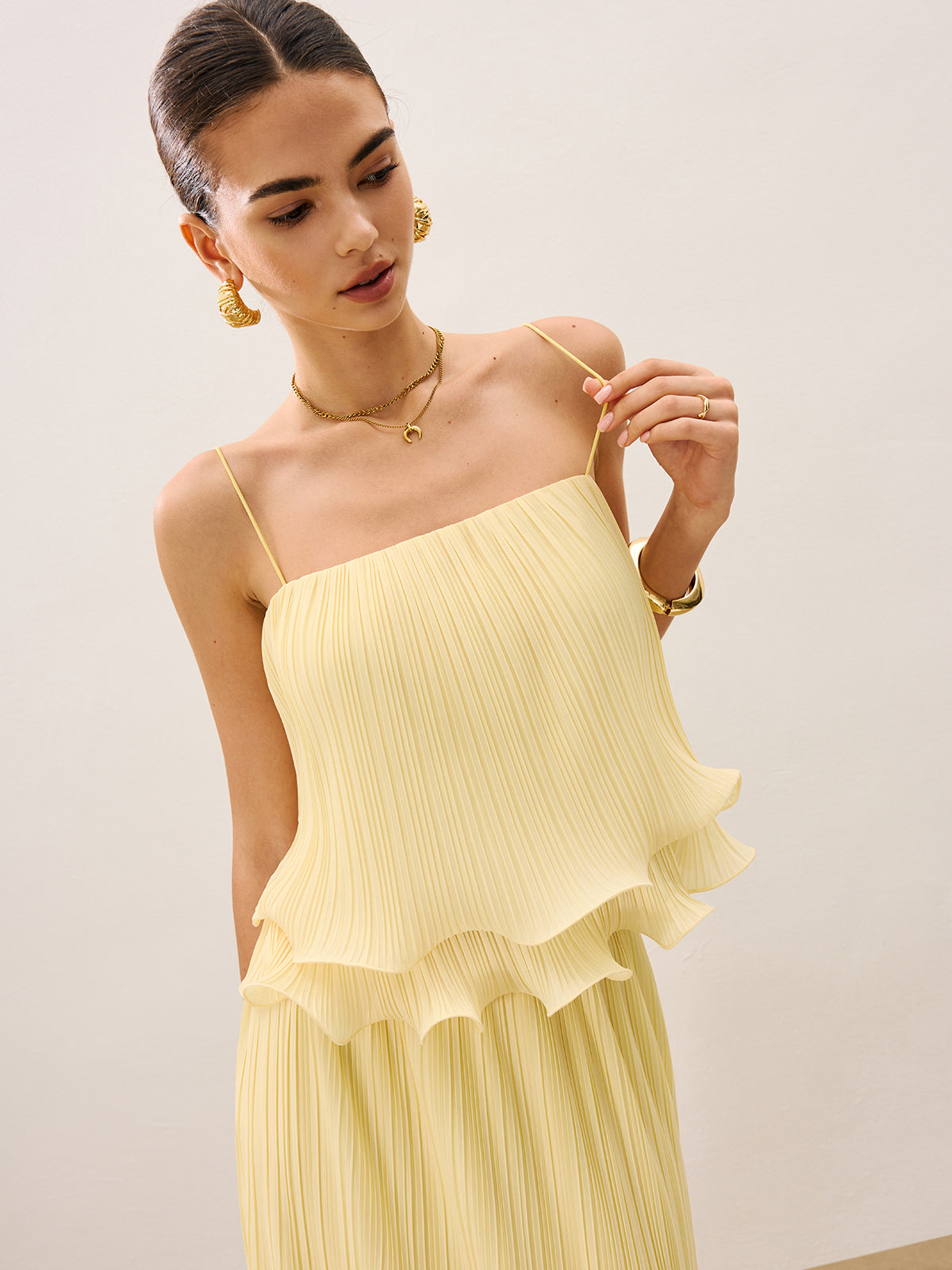 Elegante Gelaagde Plissé Rokken Set Voor Dames – Luchtige Stof, Speelse Rimpels & Perfect Voor Feestelijke Gelegenheden.