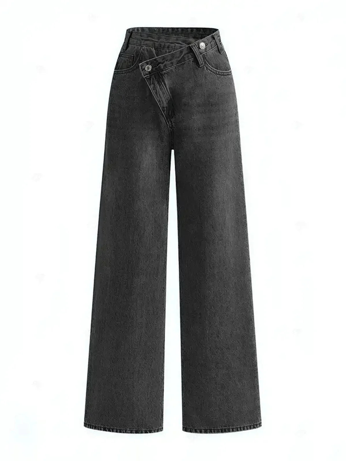 Asymmetrische Taille Wijde Jeans Voor Modebewuste Vrouwen – Katoenmix, Trendy Lichte Blauw & Zorgvuldig Ontwerp Voor Een Unieke Stijlervaring.