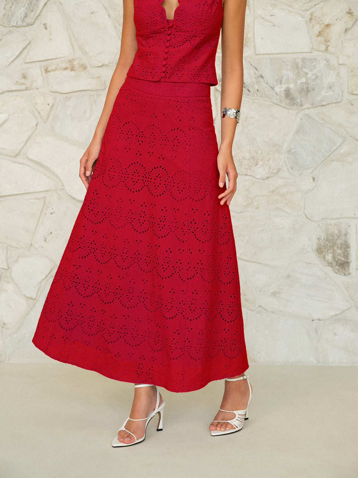 Maxi Rok Met Oogjespatroon Voor Modebewuste Vrouwen – Ademend Katoen, Stijlvolle Print & Perfect Voor Zomerse Feestjes En Casual Uitjes.
