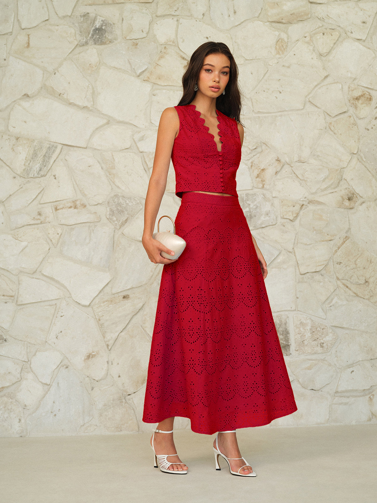 Maxi Rok Met Oogjespatroon Voor Modebewuste Vrouwen – Ademend Katoen, Stijlvolle Print & Perfect Voor Zomerse Feestjes En Casual Uitjes.