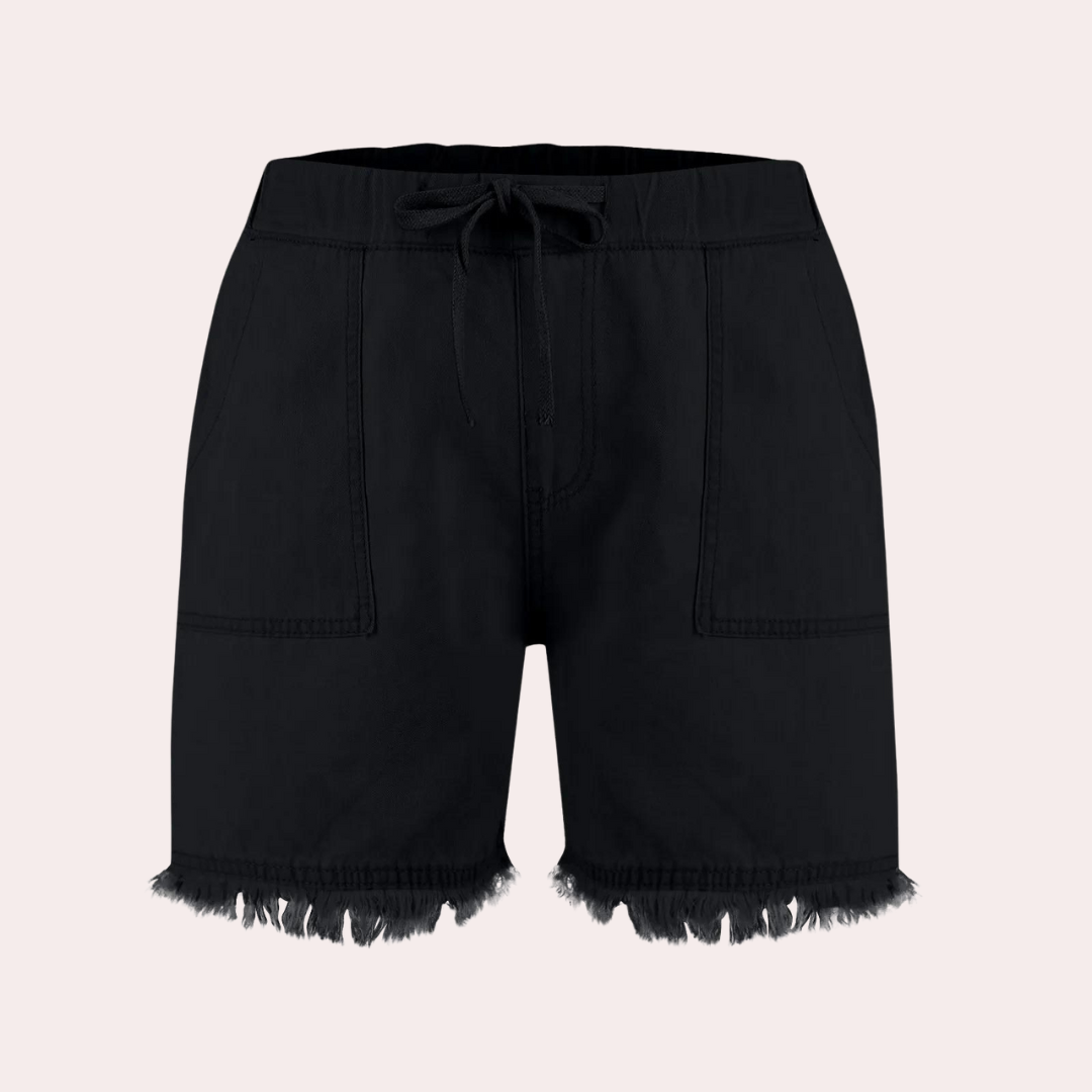 Korte Broek Voor Dames – Denimlook, Stretchband & Rucherand Voor Zomer