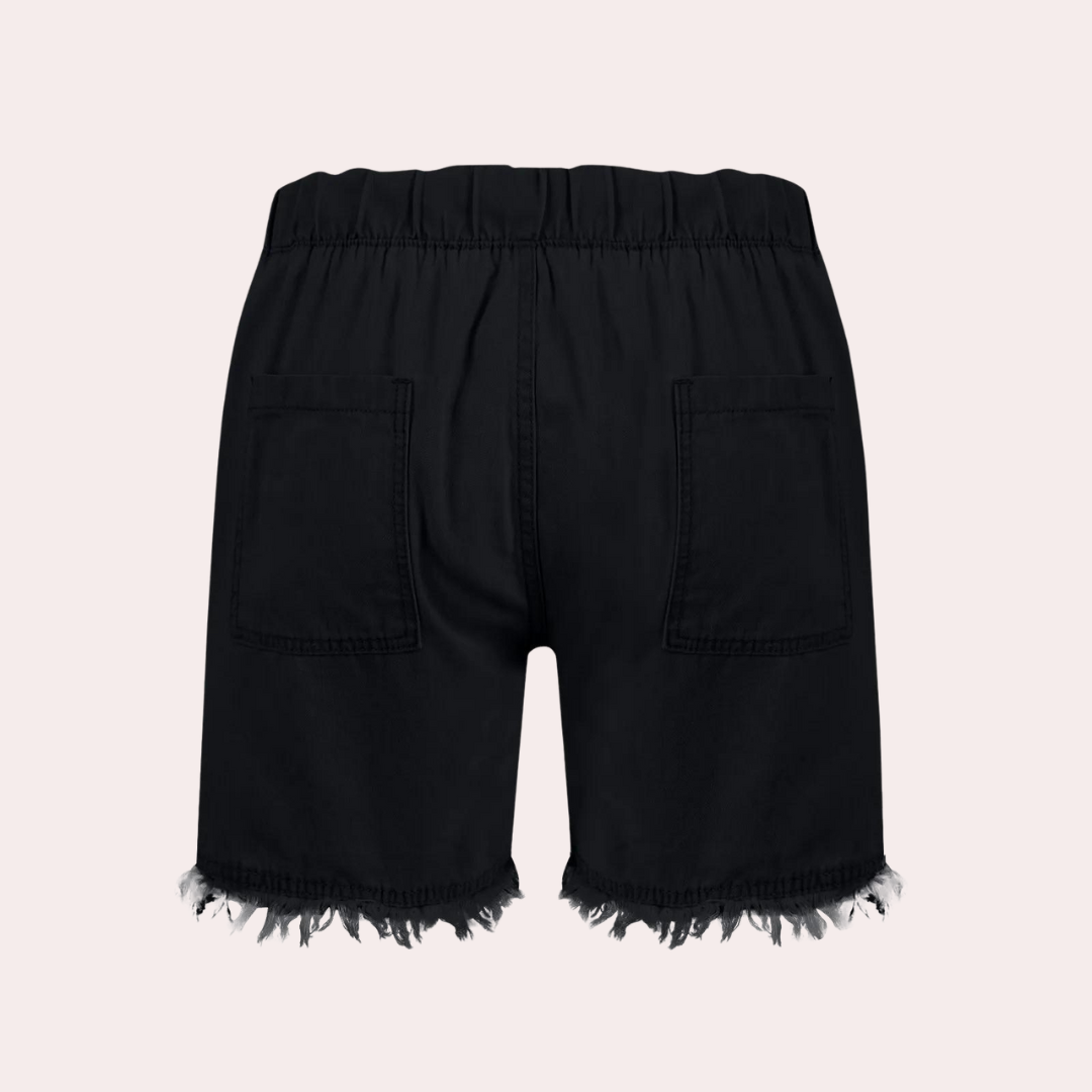 Korte Broek Voor Dames – Denimlook, Stretchband & Rucherand Voor Zomer