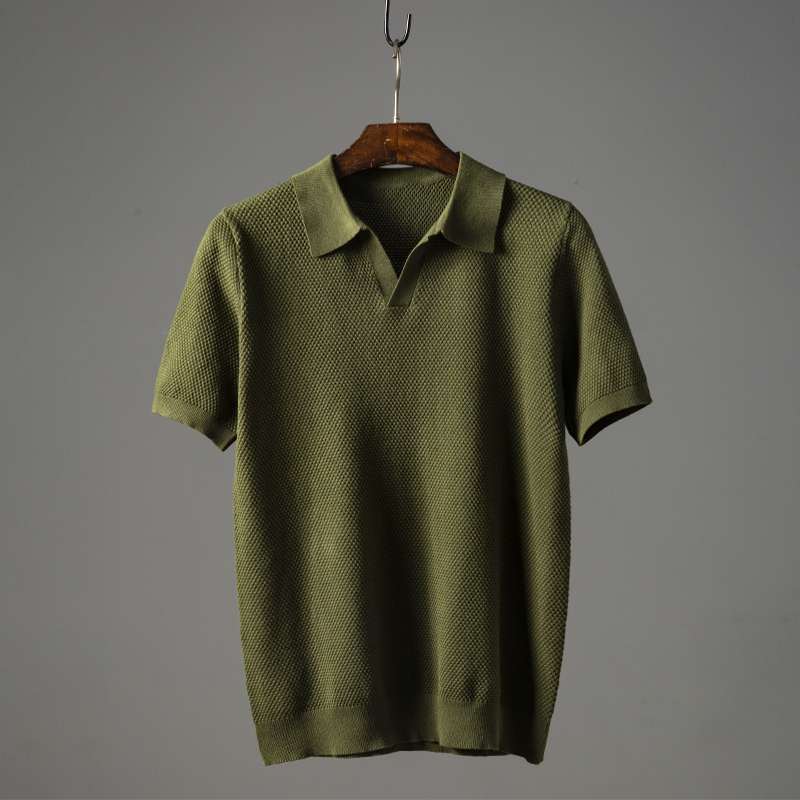 Herenpolo Met Open Kraag – Textuur, Ademend & Stretchcomfort Voor Voorjaar & Zomer