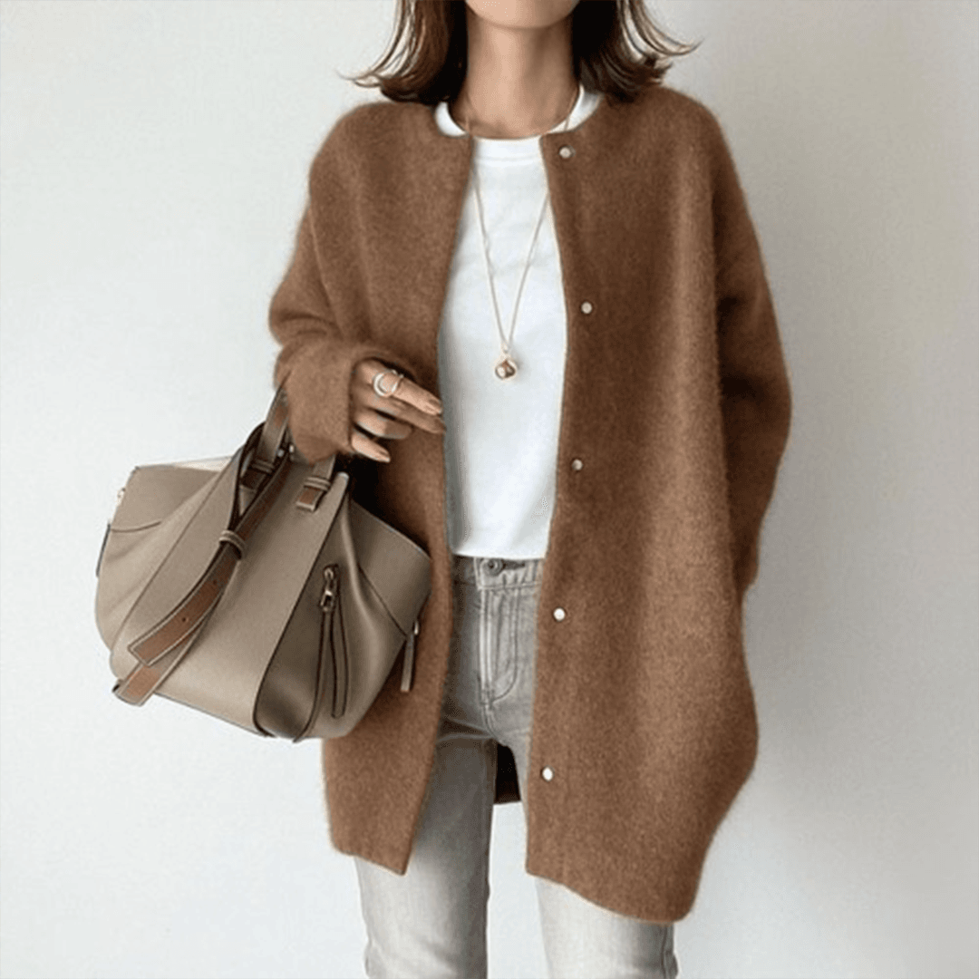 Cardigan Voor Dames – Zachte Lange Pasvorm, Ronde Hals & Drukknoopsluiting – Voorjaar, Zomer En Herfst
