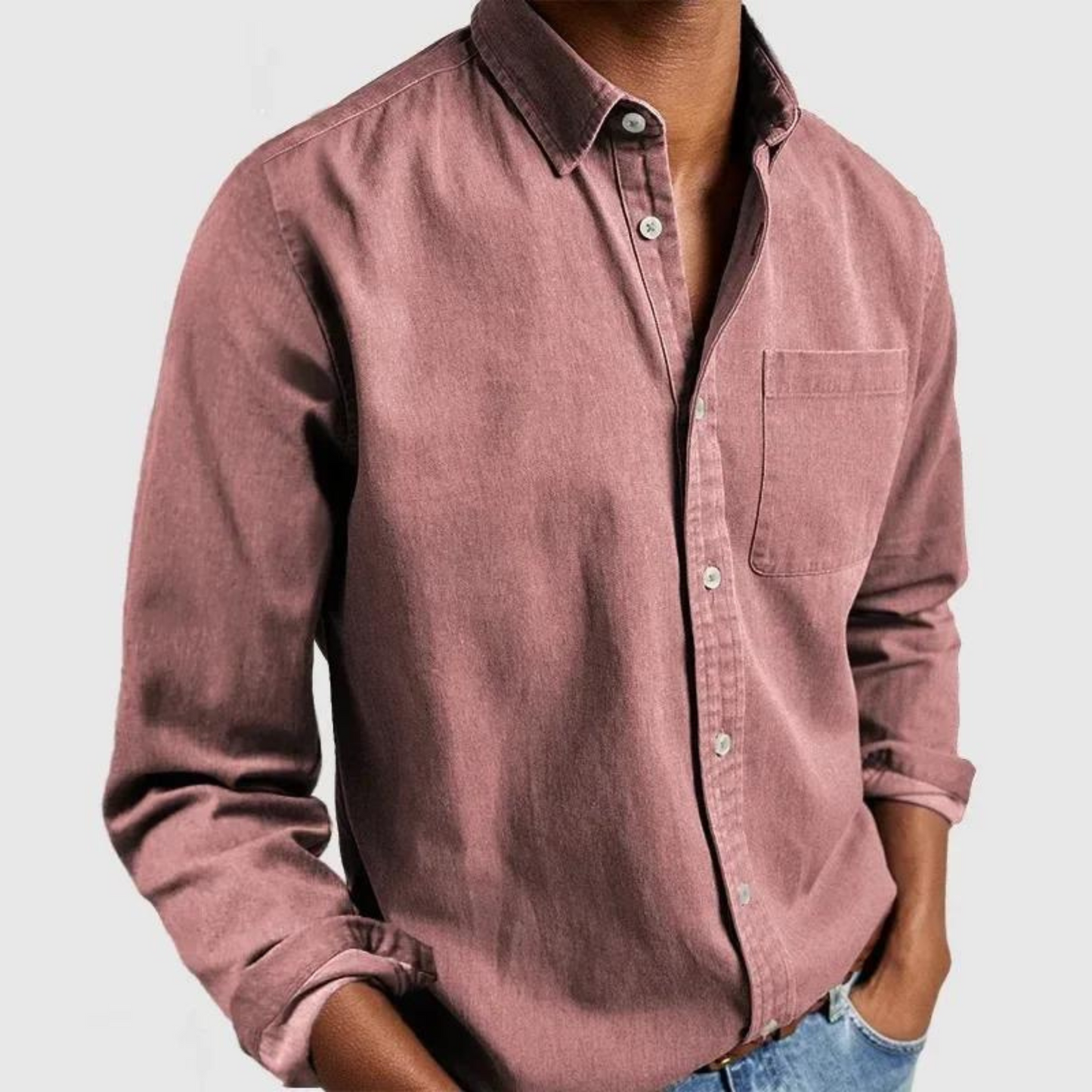 Heren Overhemd Met Lange Mouwen – Katoenblend, Casual Fit & Borstzak Voor Herfst En Lente