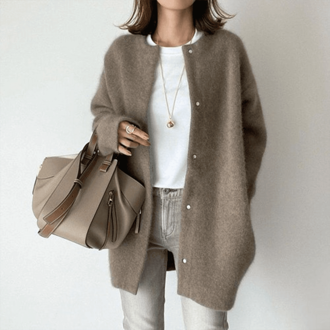 Cardigan Voor Dames – Zachte Lange Pasvorm, Ronde Hals & Drukknoopsluiting – Voorjaar, Zomer En Herfst