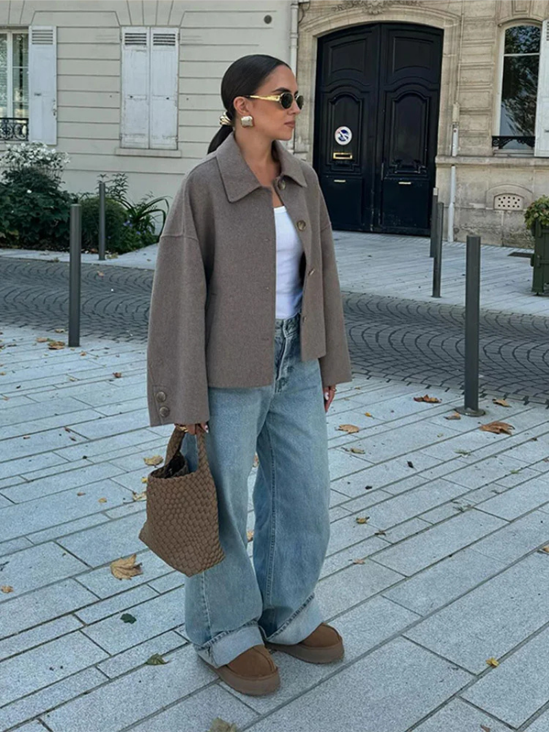 Oversized Dames Jas Met Knoopsluiting