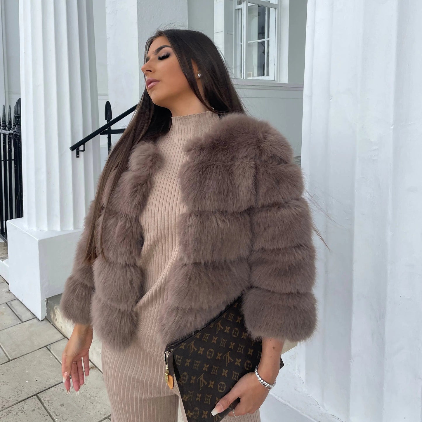 Dames Faux Fur Cropped Jas