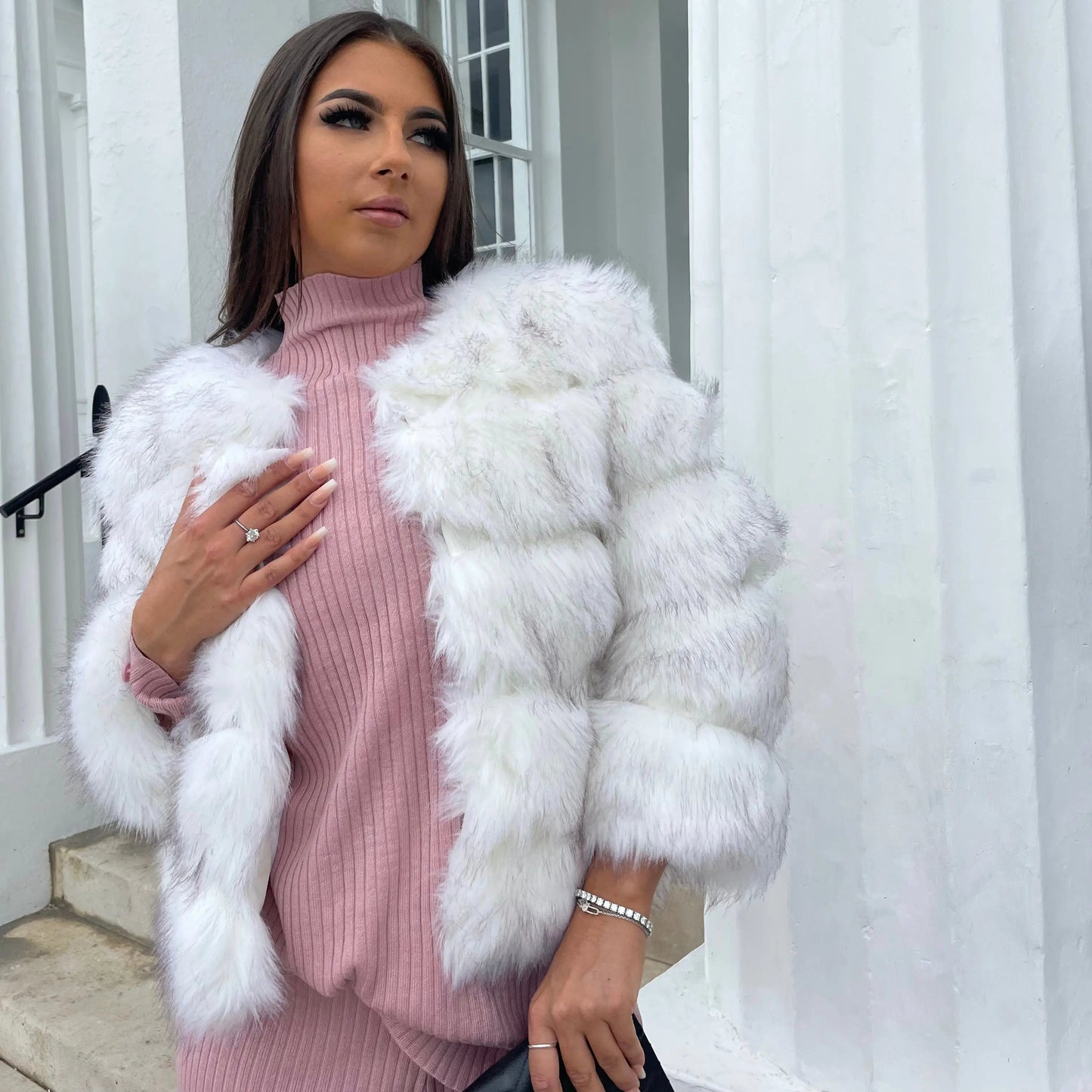 Dames Faux Fur Cropped Jas