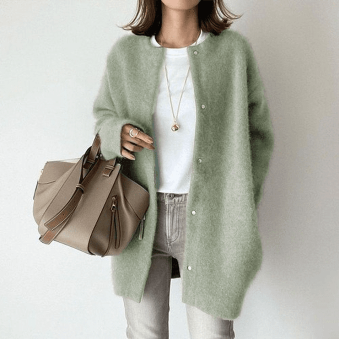 Cardigan Voor Dames – Zachte Lange Pasvorm, Ronde Hals & Drukknoopsluiting – Voorjaar, Zomer En Herfst