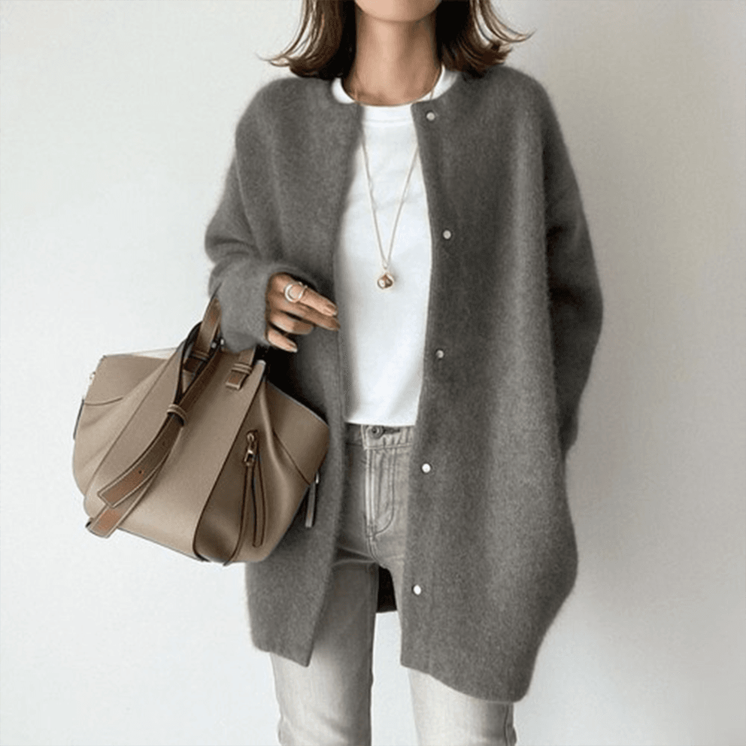 Cardigan Voor Dames – Zachte Lange Pasvorm, Ronde Hals & Drukknoopsluiting – Voorjaar, Zomer En Herfst