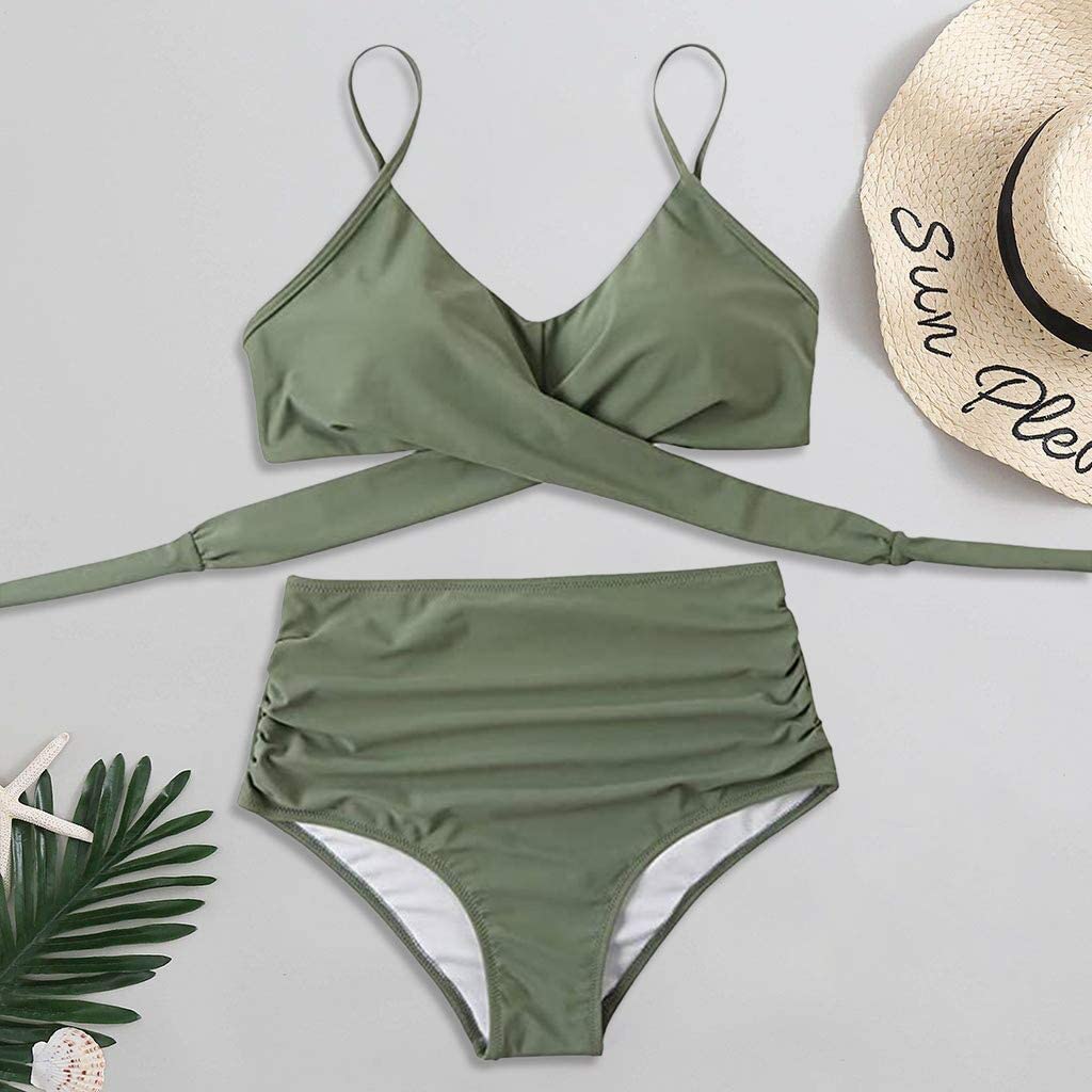 High-waist bikini met gekruiste top voor dames – corrigerende fit, verstelbaar & zomerproof