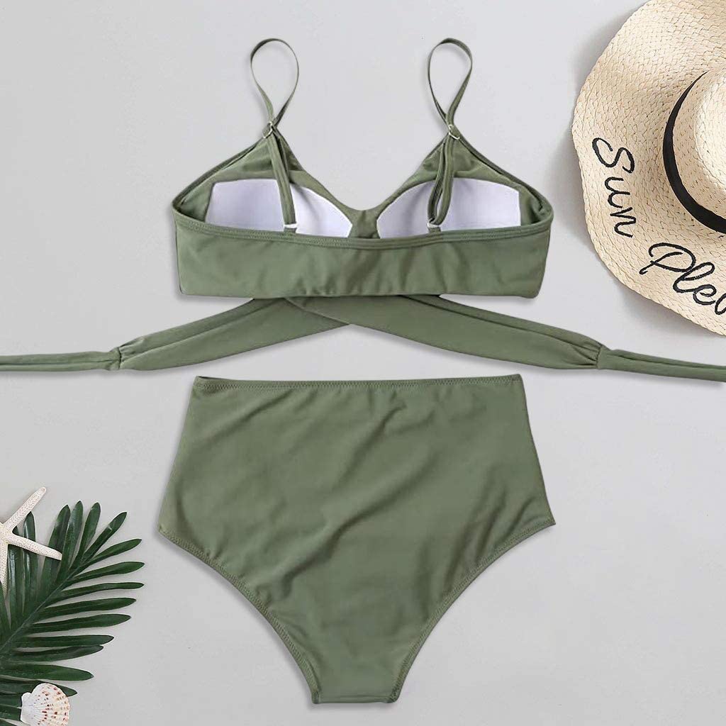 High-waist bikini met gekruiste top voor dames – corrigerende fit, verstelbaar & zomerproof
