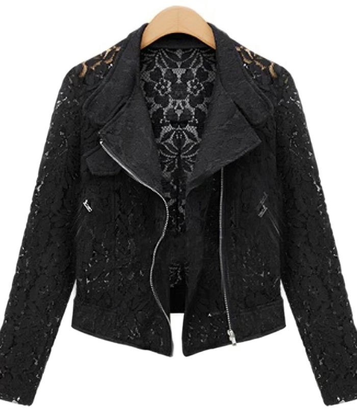 Lace Bikerjack Met Ritssluiting – Korte Damesjas Voor Lente & Herfst Met Verfijnd Kant En Stoere Details