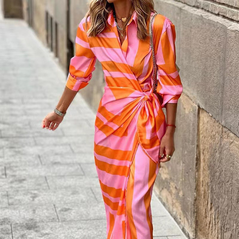 Zomerse Damesjurk Met Symmetrische Print – Luchtige Midi-Jurk Voor Zonnige Dagen En Avonden