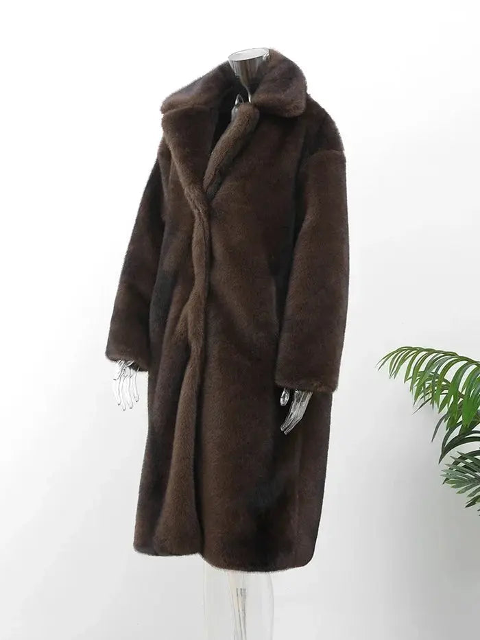 Lange Dames Teddy Jas Met Kraag