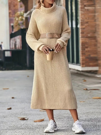 Dames Gebreide Coljurk Met Lange Mouwen En Asymmetrische Zoom – Voor Herfst En Winter