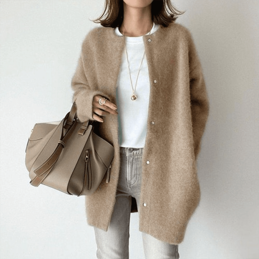Cardigan Voor Dames – Zachte Lange Pasvorm, Ronde Hals & Drukknoopsluiting – Voorjaar, Zomer En Herfst