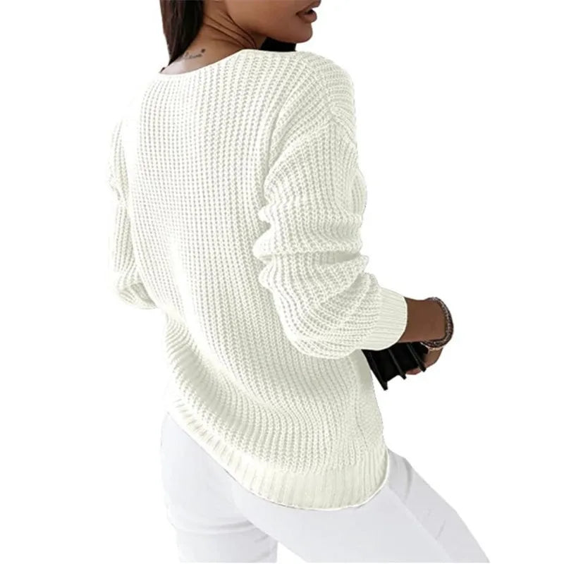 Kabelgebreide Damestrui Met V-Hals – Tijdloze Knit Met Moderne Flair