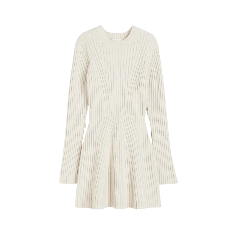 Dames Gebreide Mini-Jurk Met Lange Mouwen En Ronde Hals – Voor Herfst, Winter En Lente