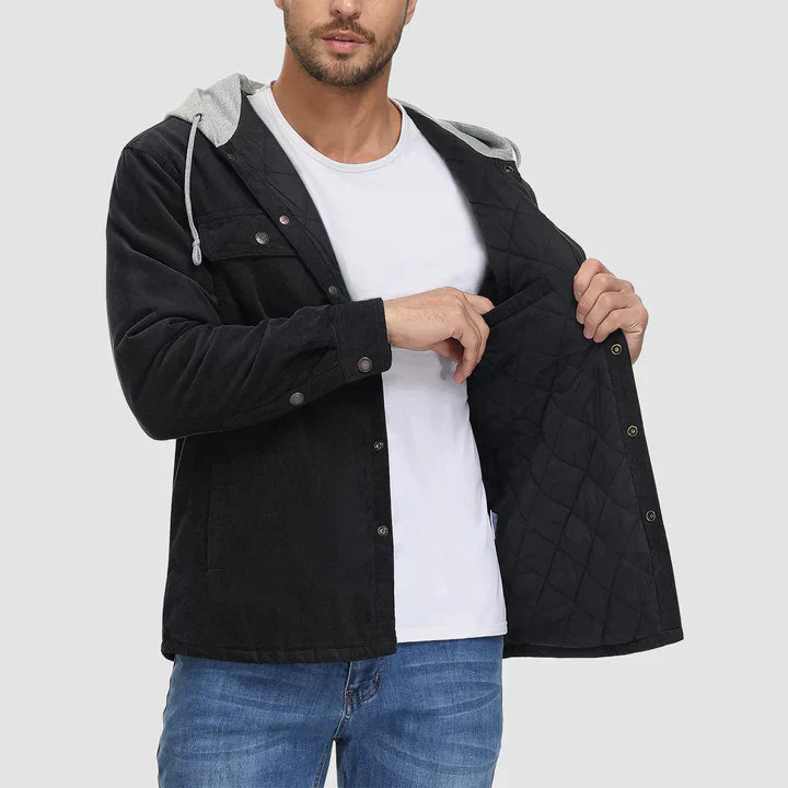 Herenjas Van Corduroy Met Capuchon – Gevoerd Overshirt Voor Casual Warmte En Stijl