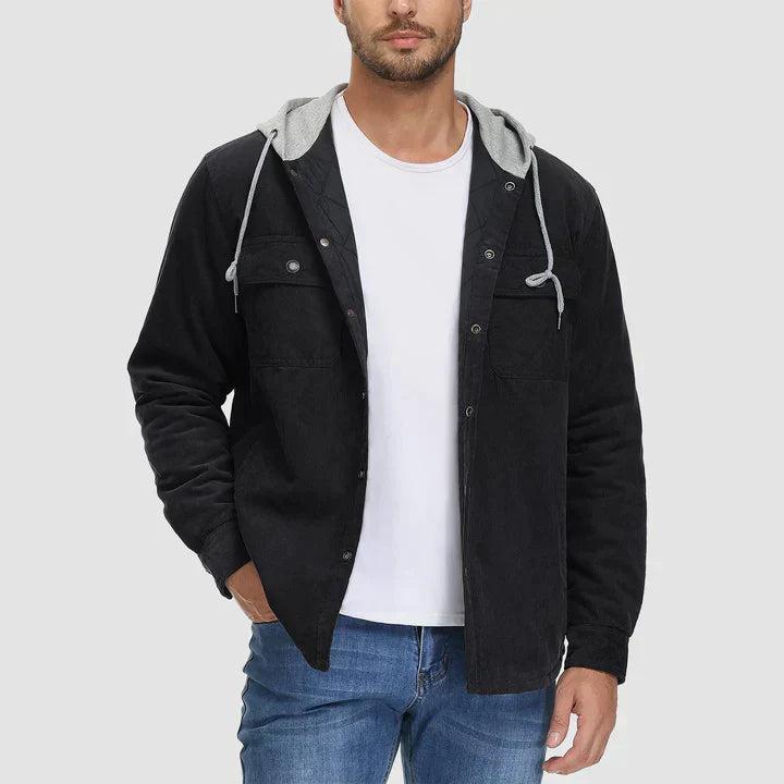 Herenjas Van Corduroy Met Capuchon – Gevoerd Overshirt Voor Casual Warmte En Stijl