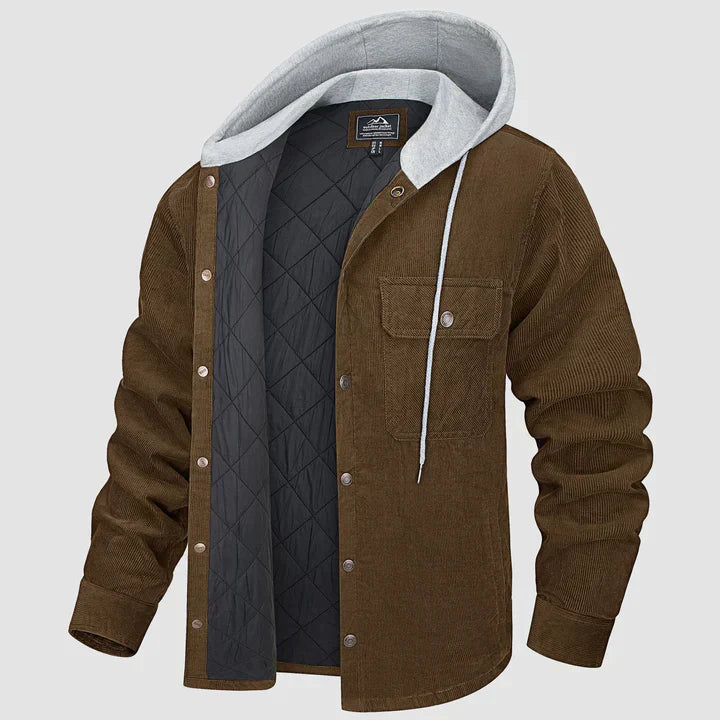 Herenjas Van Corduroy Met Capuchon – Gevoerd Overshirt Voor Casual Warmte En Stijl