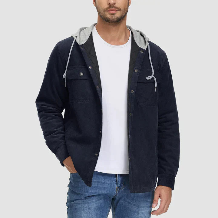 Herenjas Van Corduroy Met Capuchon – Gevoerd Overshirt Voor Casual Warmte En Stijl