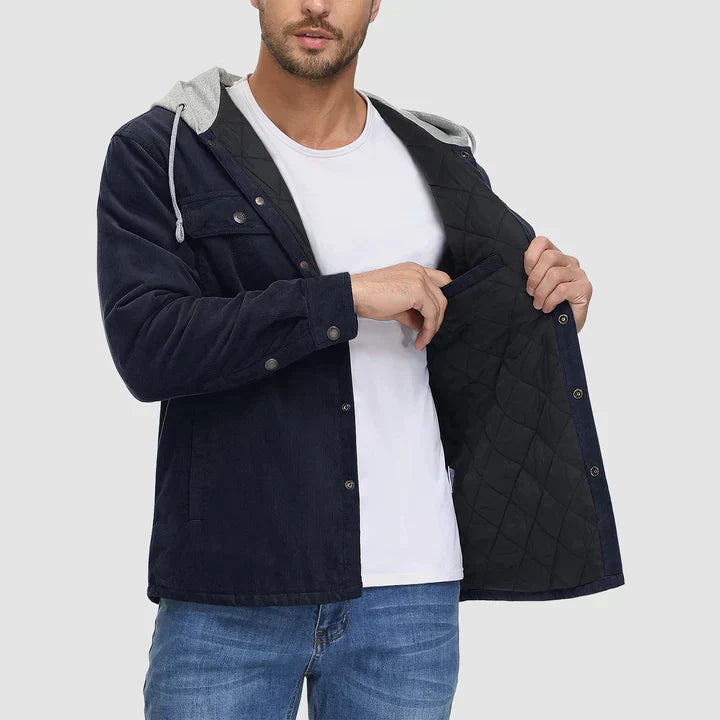 Herenjas Van Corduroy Met Capuchon – Gevoerd Overshirt Voor Casual Warmte En Stijl