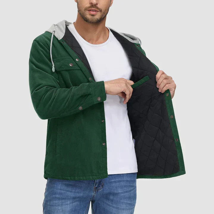 Herenjas Van Corduroy Met Capuchon – Gevoerd Overshirt Voor Casual Warmte En Stijl