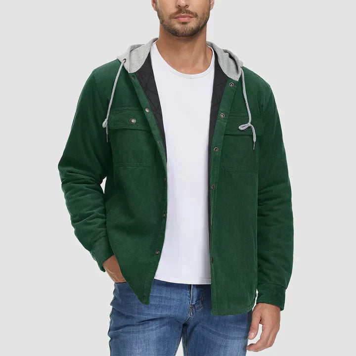 Herenjas Van Corduroy Met Capuchon – Gevoerd Overshirt Voor Casual Warmte En Stijl