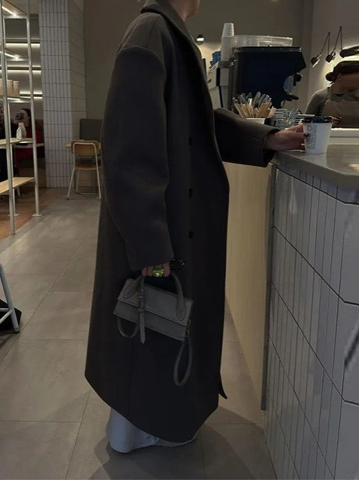 Oversized Damesmantel Voor Herfst & Winter – Warme Wolblend, Dubbele Knopenrij & Tijdloze Elegantie