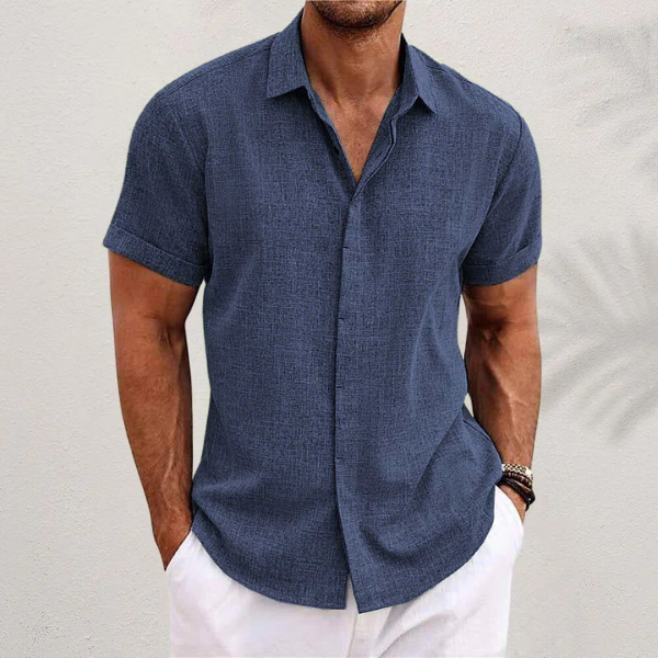 Heren Overhemd Korte Mouw Met Textuur – Ademend, Casual & Perfect Voor Zomer En Lente