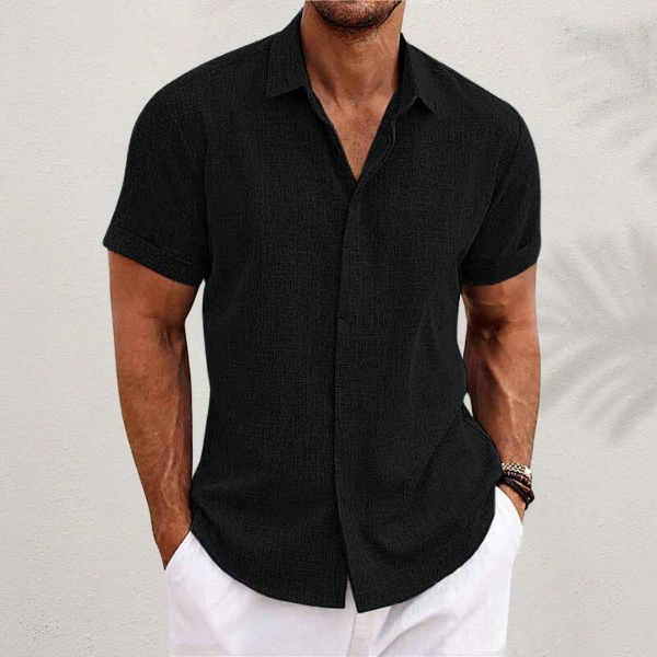 Heren Overhemd Korte Mouw Met Textuur – Ademend, Casual & Perfect Voor Zomer En Lente