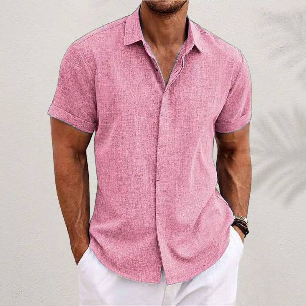 Heren Overhemd Korte Mouw Met Textuur – Ademend, Casual & Perfect Voor Zomer En Lente