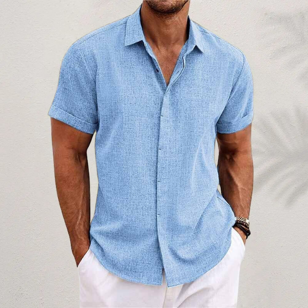Heren Overhemd Korte Mouw Met Textuur – Ademend, Casual & Perfect Voor Zomer En Lente