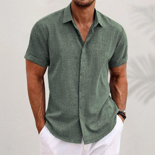 Heren Overhemd Korte Mouw Met Textuur – Ademend, Casual & Perfect Voor Zomer En Lente