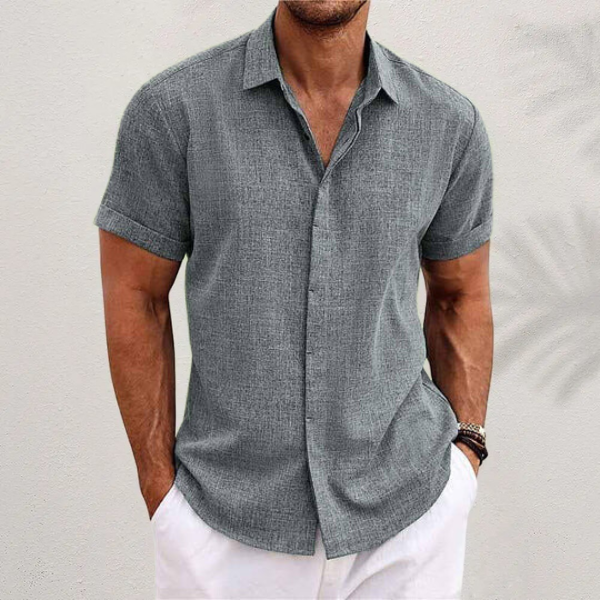 Heren Overhemd Korte Mouw Met Textuur – Ademend, Casual & Perfect Voor Zomer En Lente