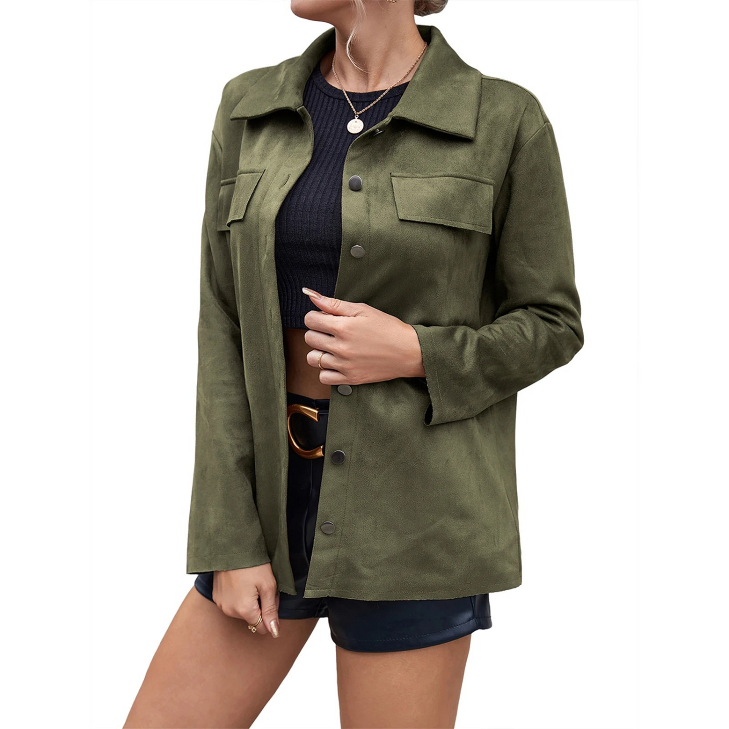 Dames Jas Van Suède Look