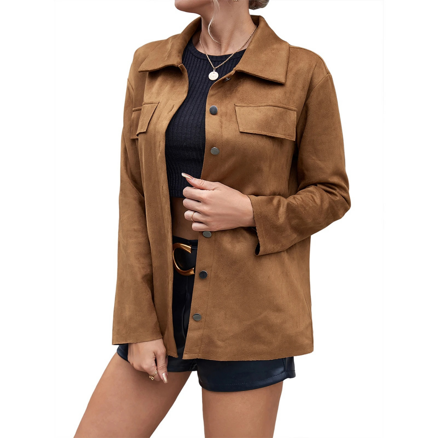 Dames Jas Van Suède Look