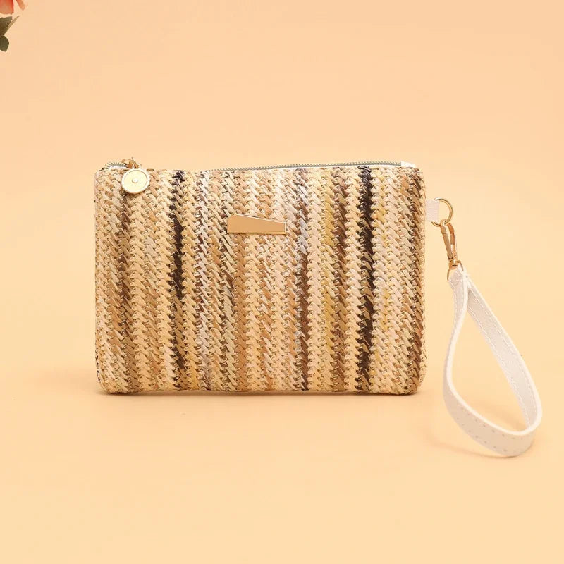 Zomerse Handtas Voor Dames – Gevlochten Design Met Polsband & Ritssluiting Voor Strand En Vakantie