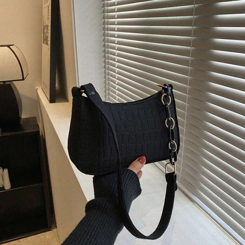 Mini schoudertas voor dames – croco structuur, goudaccenten & compact design (voorjaar, zomer, herfst)