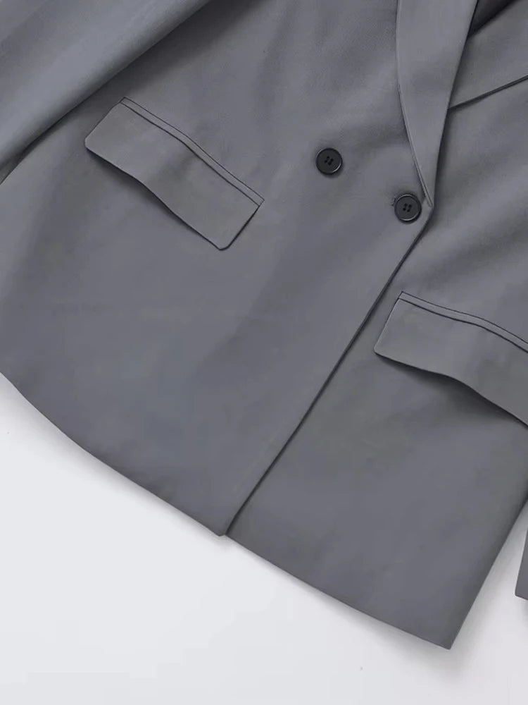 Dames Blazer Met Dubbele Knoopsluiting En Revers – Minimalistisch, Gestructureerd & Perfect Voor Voorjaar En Herfst