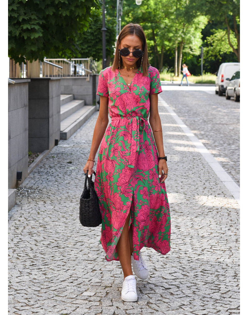 Dames Wikkeljurk Met Bloemenprint En Ceintuur – Lente, Zomer En Citywear