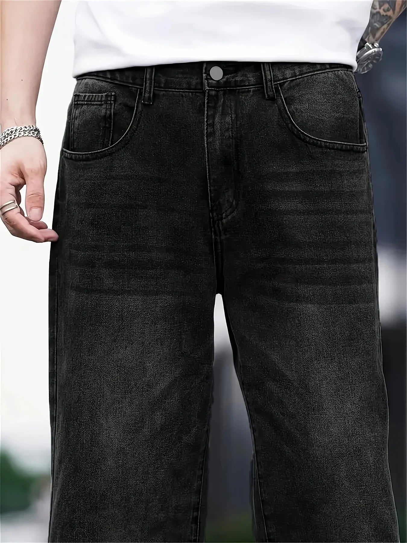 Loose Fit Spijkerbroek Heren Zwart
