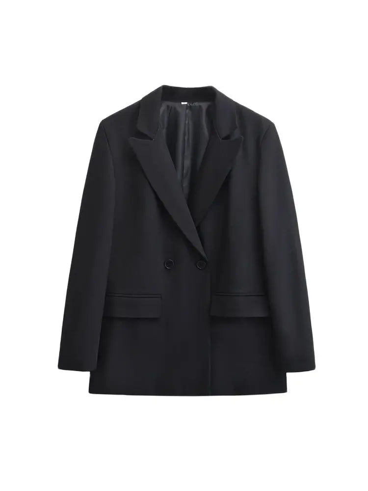 Dames Blazer Met Dubbele Knoopsluiting En Revers – Minimalistisch, Gestructureerd & Perfect Voor Voorjaar En Herfst