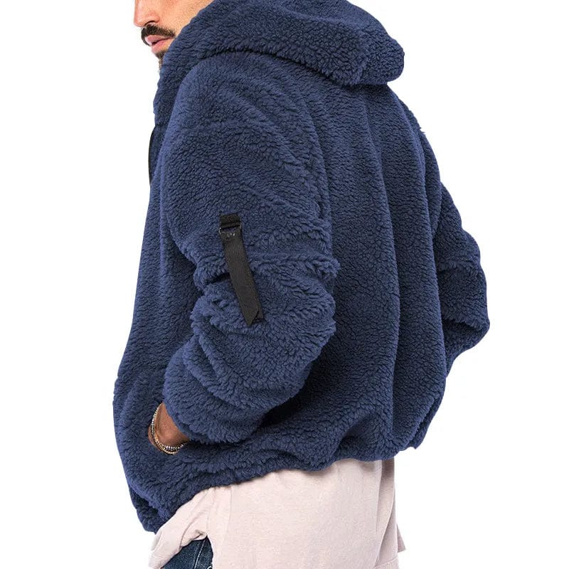 Herfst Heren Hoodie Van Teddy Fleece Met Sportieve Look En Ritssluiting