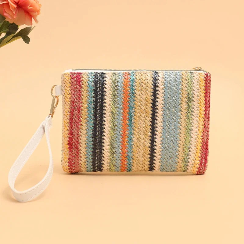 Zomerse Handtas Voor Dames – Gevlochten Design Met Polsband & Ritssluiting Voor Strand En Vakantie