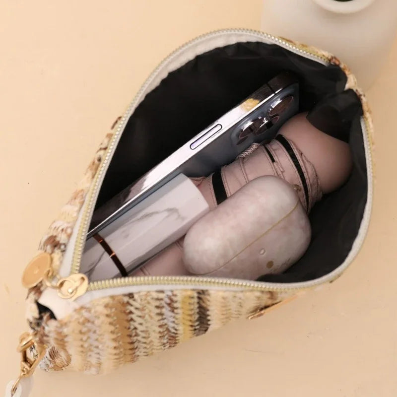 Zomerse Handtas Voor Dames – Gevlochten Design Met Polsband & Ritssluiting Voor Strand En Vakantie