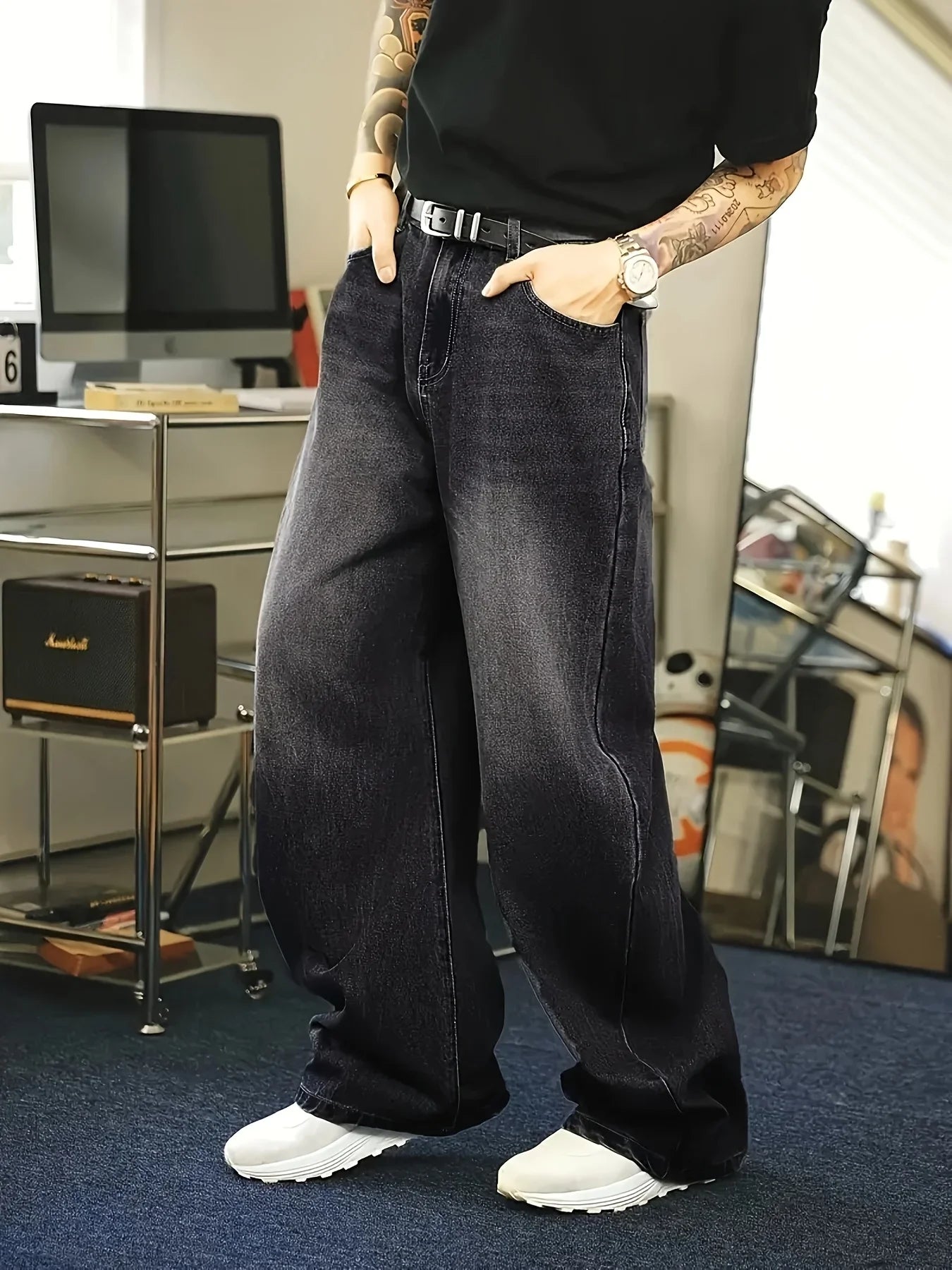 Heren High Waist Wide Leg Jeans